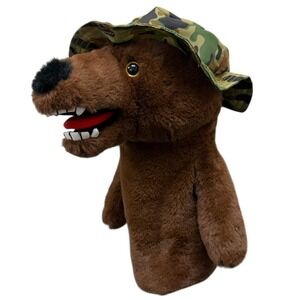 Daphne Golf Driver Head Cover Plush Brown Bear W/ Camo Military Hat